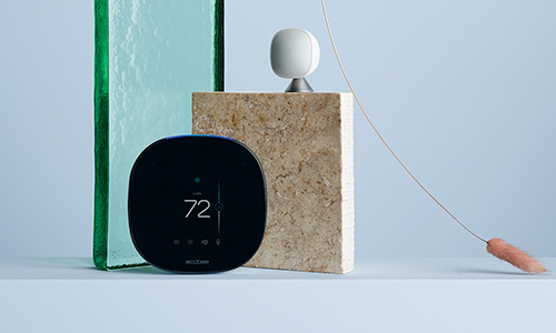 ecobee SmartSensor shown with ecobee thermostat